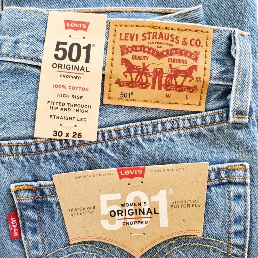 Levi's High Rise Light Blue Distressed Straight Jeans